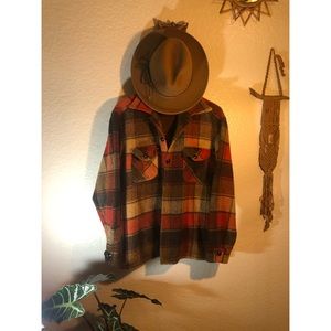 Vintage Melton Outerwear Plaid Jacket